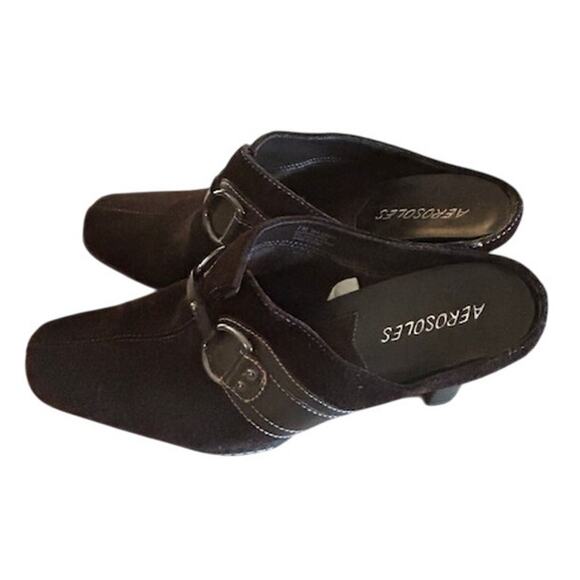 Aerosoles Brown Suede Slip-On Mules with Buckle Detail – Women’s Size 7B (EU 38) - Picture 3 of 8